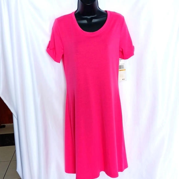NWT Nina Leonard Tshirt Dress Raspberry sz S - Picture 1 of 9
